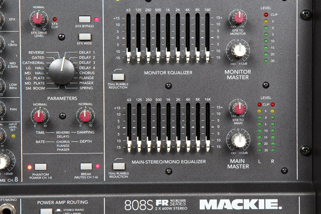 MACKIE 808S STEREO 1200W Powered PA Mixer Board -- RARE "Made in USA" 808 15780