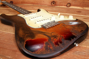 FENDER 60s STRAT HEAVY RELIC! +G&G Black Sunburst Road Worn Stratocaster 82452